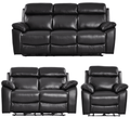 Dandrea Black Genuine Leather Electric Recliner 3+2+1 Seater Sofa Set