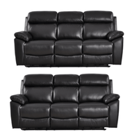Dandrea Genuine Leather Black Electric Power Recliner 3+3 Seater  Sofa Set
