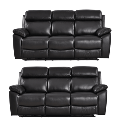 Dandrea Genuine Leather Black Electric Power Recliner 3+3 Seater  Sofa Set