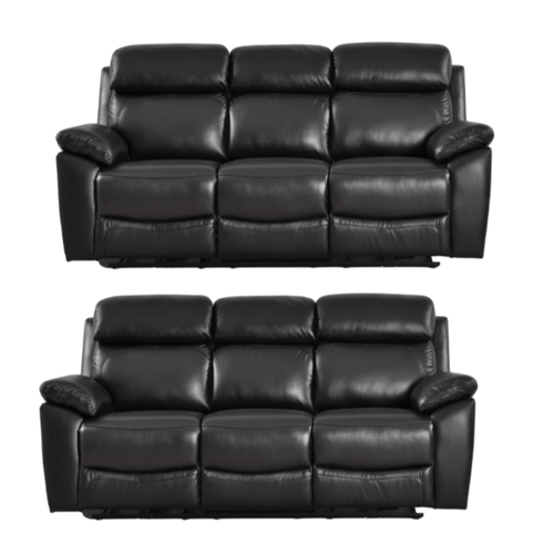 Dandrea Genuine Leather Black Electric Power Recliner 3+3 Seater  Sofa Set