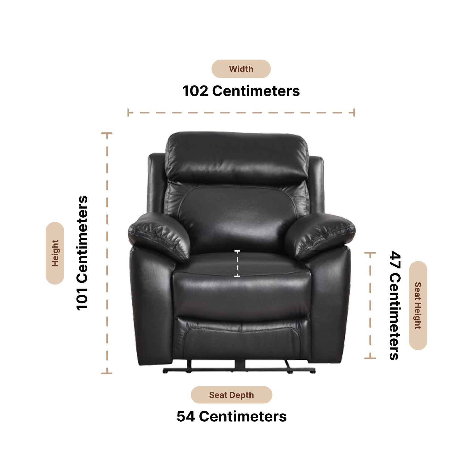 Dandrea Genuine Leather Black Electric Power Recliner Armchair - Furniture Instore
