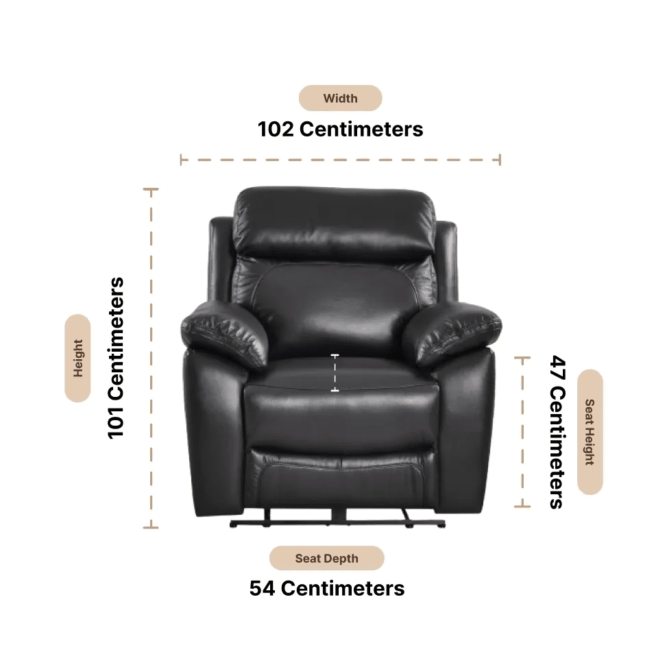 Dandrea Genuine Leather Black Electric Power Recliner Armchair - Furniture Instore