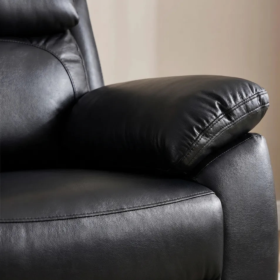 Dandrea Genuine Leather Black Electric Power Recliner Armchair - Furniture Instore
