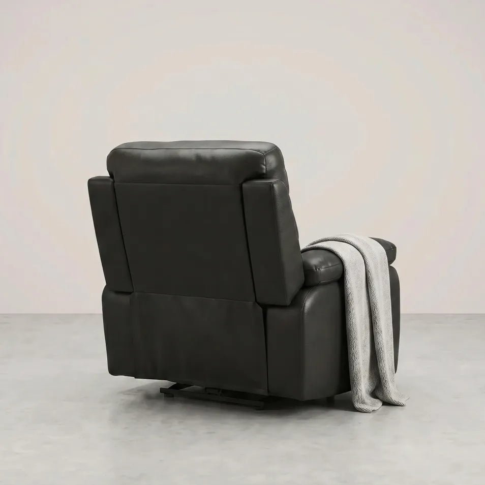 Dandrea Genuine Leather Black Electric Power Recliner Armchair - Furniture Instore