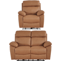 Dandrea Genuine Leather Caramel Electric Recliner 2+1 Seater Sofa Set