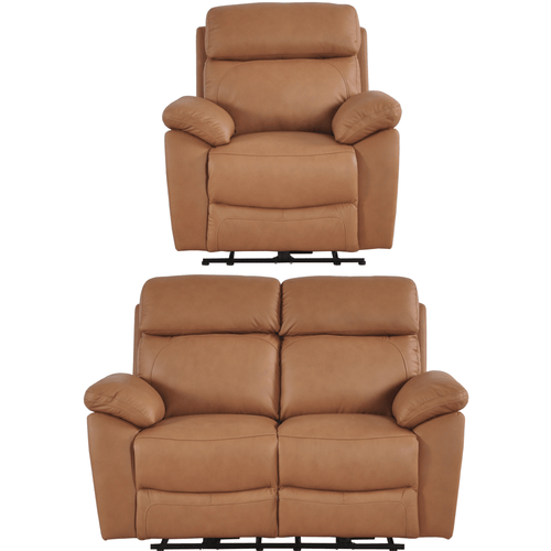 Dandrea Genuine Leather Caramel Electric Power Recliner 2+1 Seater Sofa Set