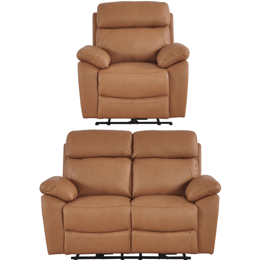 Dandrea Genuine Leather Caramel Electric Power Recliner 2+1 Seater Sofa Set - Furniture Instore