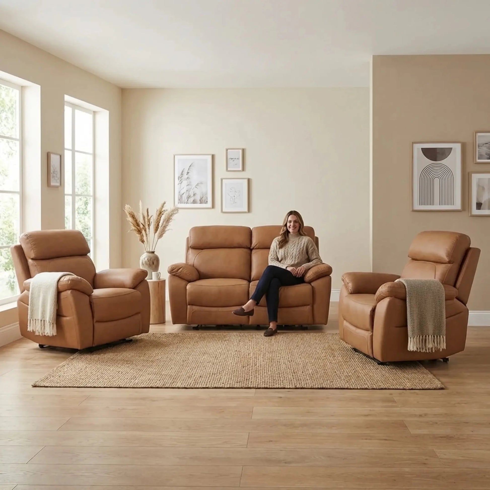 dandrea-genuine-leather-caramel-recliner-armchair-sofa-set