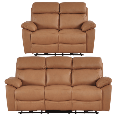 Dandrea Genuine Leather Caramel Electric Power Recliner 3+2 Seater Sofa Set