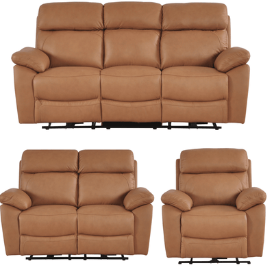 Dandrea Genuine Leather Caramel Electric Power Recliner 3+2+1 Seater Sofa Set