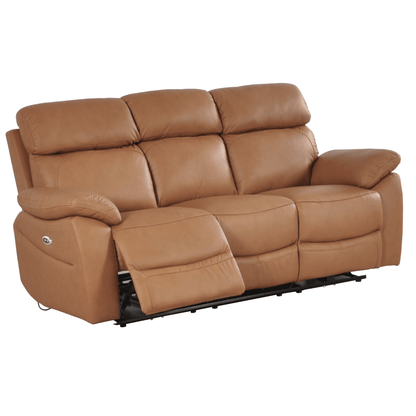 Dandrea Genuine Leather Caramel Electric Power Recliner 3+2+1 Seater Sofa Set - Furniture Instore