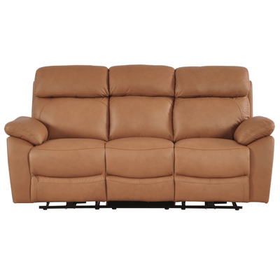 Dandrea Genuine Leather Caramel Electric Power Recliner 3 Seater Sofa