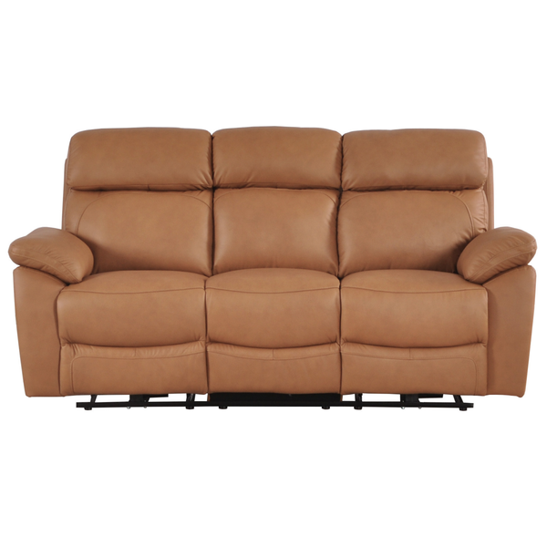 Dandrea Genuine Leather Caramel Electric Power Recliner 3 Seater Sofa
