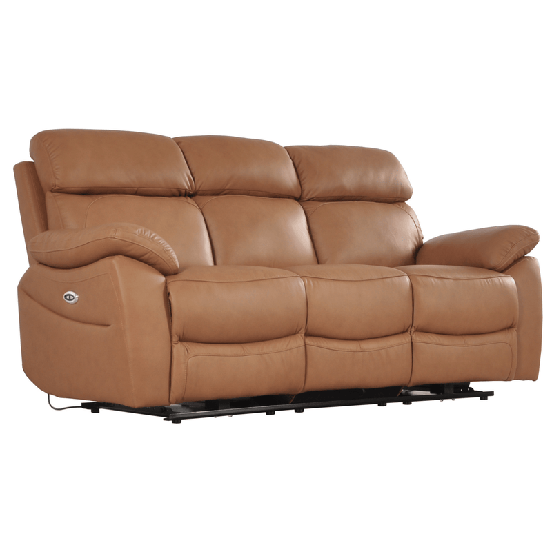 Dandrea Genuine Leather Caramel Electric Power Recliner 3+3 Seater Sofa Set - Furniture Instore