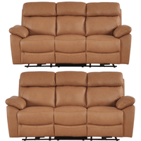 Dandrea Genuine Leather Caramel Electric Power Recliner 3+3 Seater Sofa Set