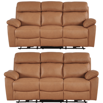 Dandrea Genuine Leather Caramel Electric Power Recliner 3+3 Seater Sofa Set