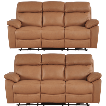 Dandrea Genuine Leather Caramel Electric Power Recliner 3+3 Seater Sofa Set - Furniture Instore