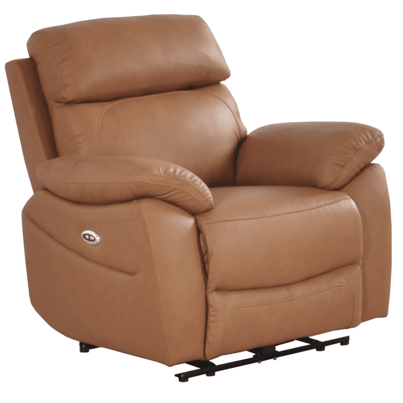 Brown leather recliner chair on a white background