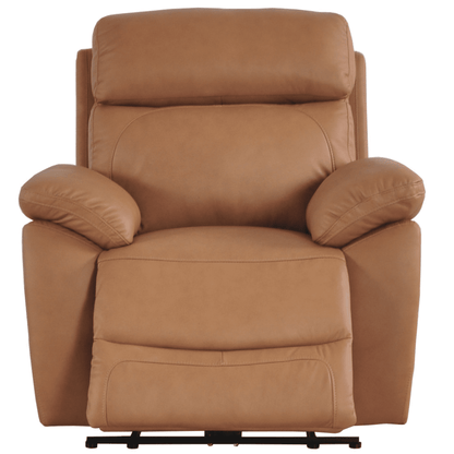 Brown leather recliner chair on a white background