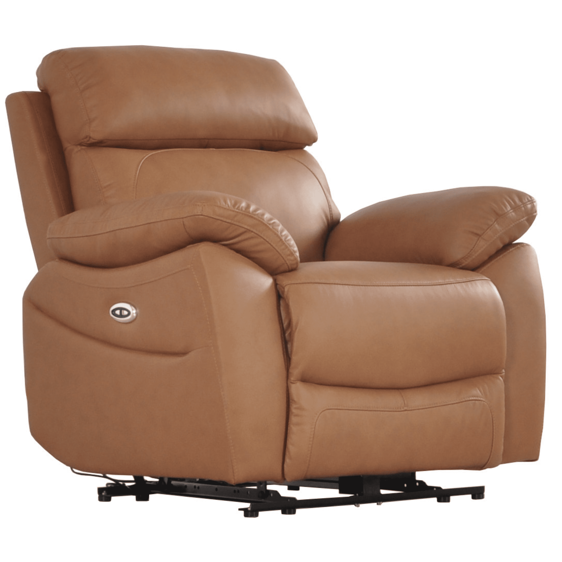 Brown leather recliner chair on a white background