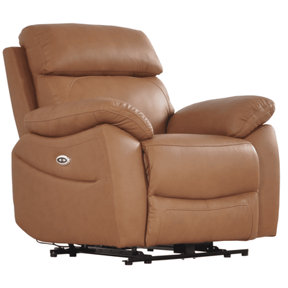 Brown leather recliner chair on a white background