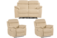 Dandrea Genuine Leather Cream Electric Power Recliner 2+1+1 Seater Sofa Set