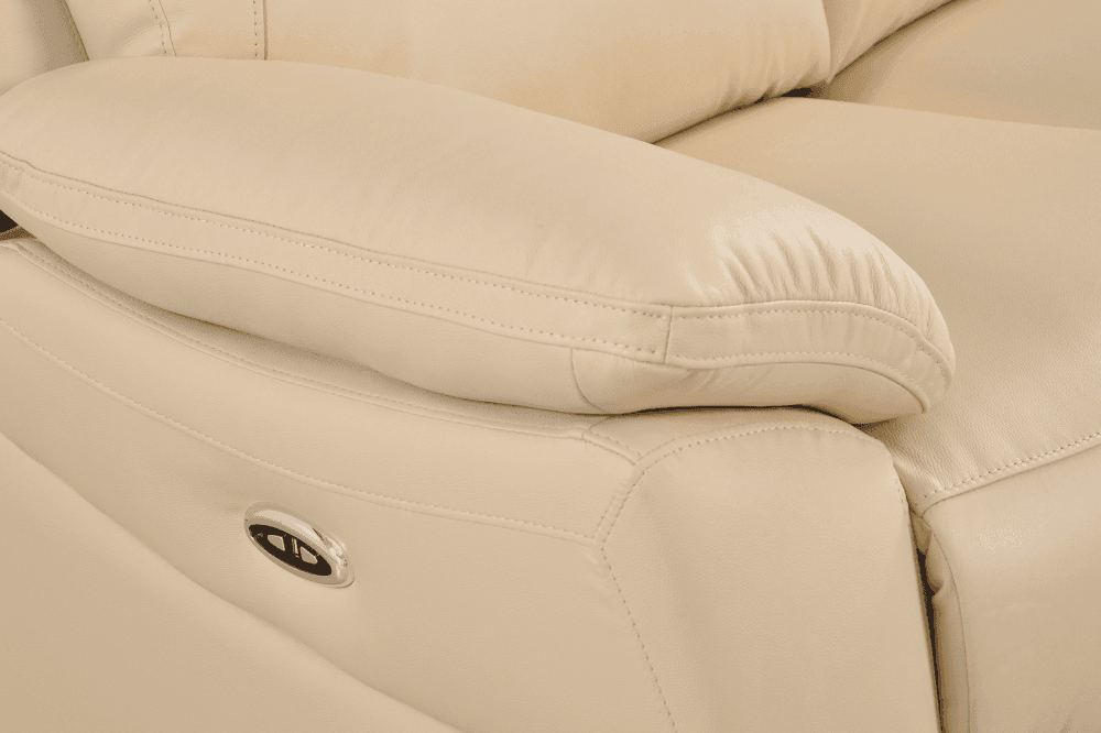 Dandrea Genuine Leather Cream Electric Power Recliner 2+1 Seater Sofa Set