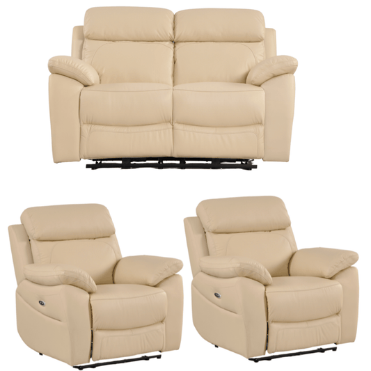 Beige recliner sofa set on a white background