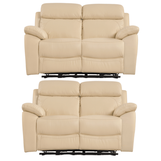 Beige recliner sofa on a white background