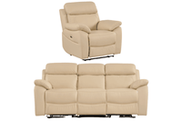 Dandrea Genuine Leather Cream Electric Power Recliner 3+1 Seater Sofa Set