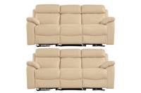 Dandrea Genuine Leather Cream Electric Power Recliner 3+3 Seater Sofa Set
