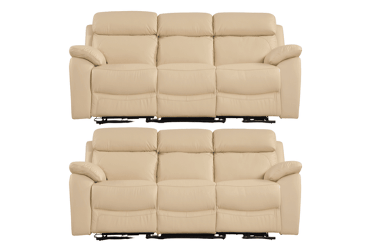 Dandrea Genuine Leather Cream Electric Power Recliner 3+3 Seater Sofa Set