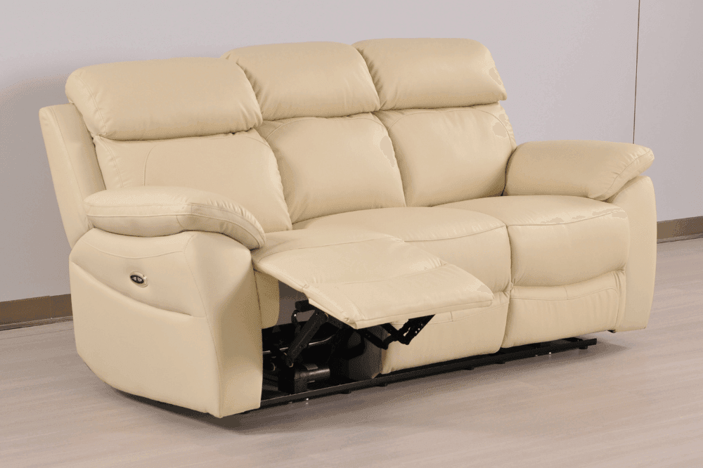 Dandrea Genuine Leather Cream Electric Power Recliner 3+3 Seater Sofa Set