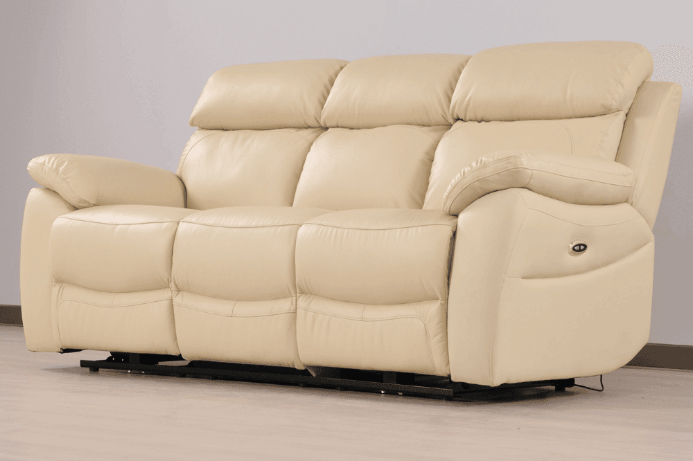 Dandrea Genuine Leather Cream Electric Power Recliner 3+3 Seater Sofa Set