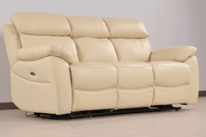 Dandrea Genuine Leather Cream Electric Power Recliner 3+3 Seater Sofa Set