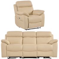Dandrea Genuine Leather Cream Electric Power Recliner 3+1 Seater Sofa Set