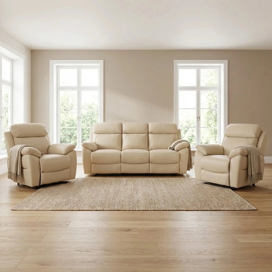Dandrea Genuine Leather Cream Electric Power Recliner 3+1+1 Seater Sofa Set - Furniture Instore