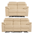 Dandrea Genuine Leather Cream Electric Recliner 3+2 Seater Sofa Set