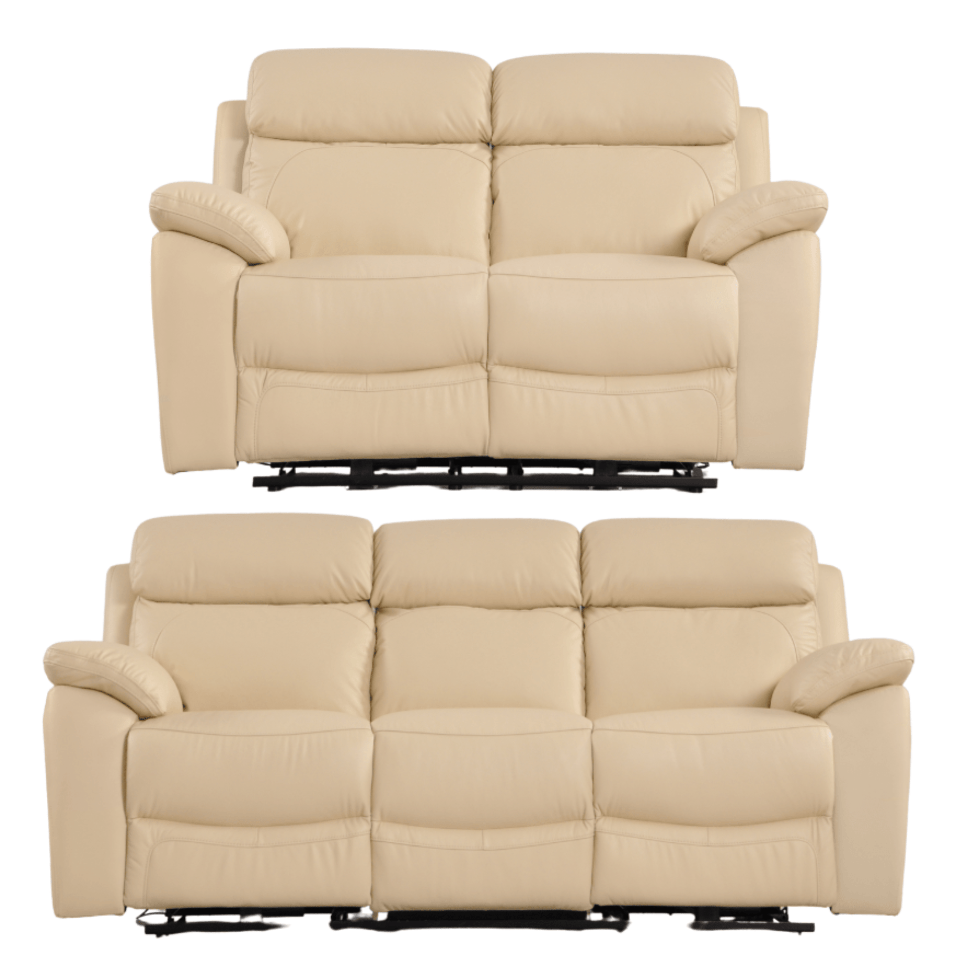 Beige recliner sofa set on a white background
