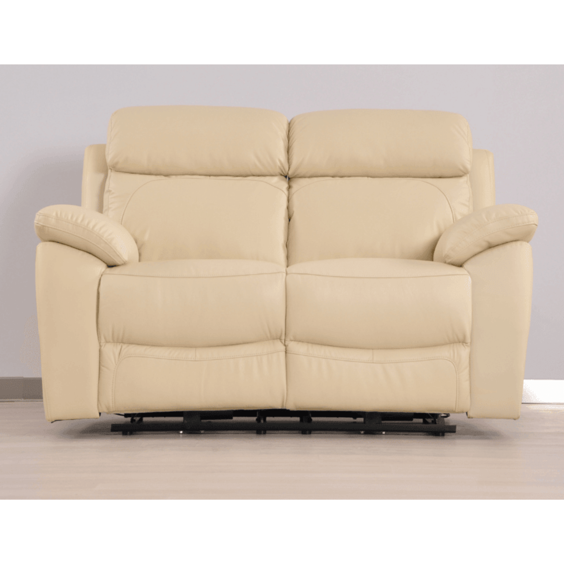Beige recliner sofa on a plain background