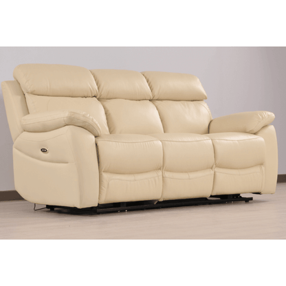 Beige recliner sofa on a plain background