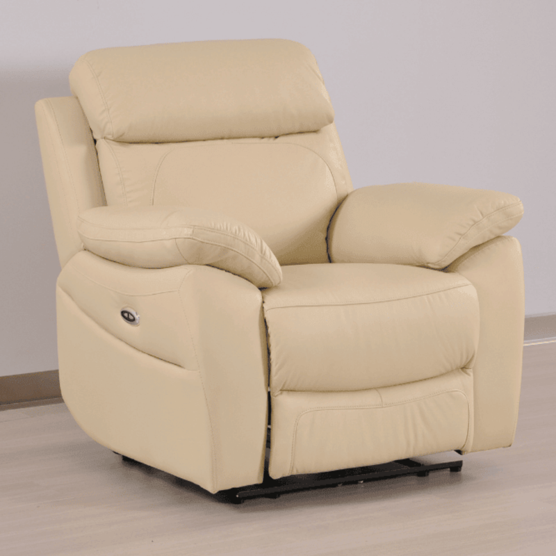Beige recliner chair on a plain background