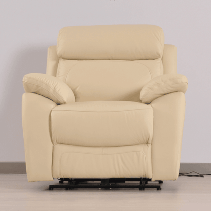 Beige recliner chair on a plain background