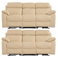 Dandrea Genuine Leather Cream Electric Recliner 3+3 Seater Sofa Set