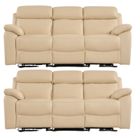 Dandrea Genuine Leather Cream Electric Power Recliner 3+3 Seater Sofa Set