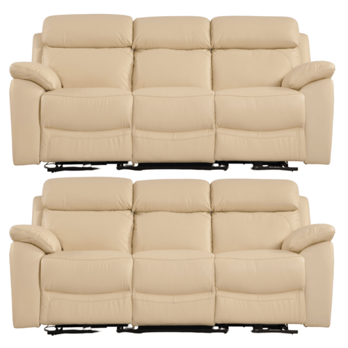 Dandrea Genuine Leather Cream Electric Power Recliner 3+3 Seater Sofa Set