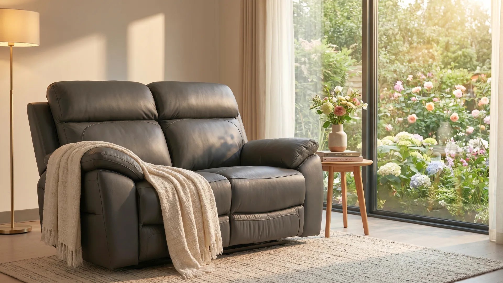 Dandrea Genuine Leather Grey Electric Power Recliner 2 Seater Sofa - Furniture Instore