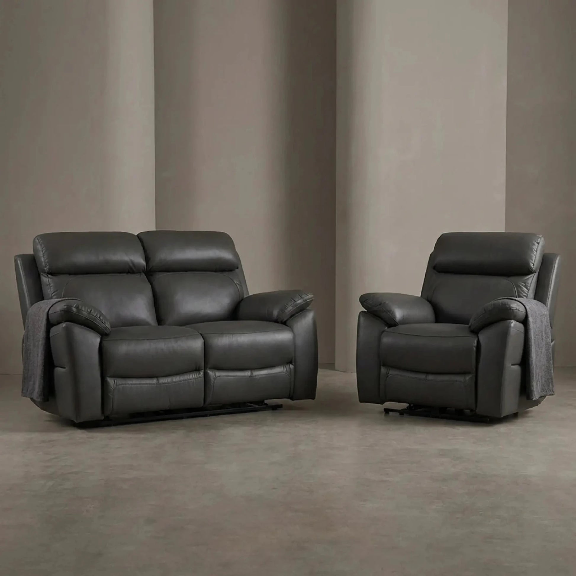 Dandrea Genuine Leather Grey Electric Power Recliner 2+1 Seater Sofa Set - Furniture Instore