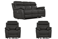 Dandrea Genuine Leather Grey Electric Power Recliner 3+1+1 Seater Sofa Set