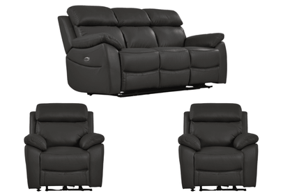 Dandrea Genuine Leather Grey Electric Power Recliner 3+1+1 Seater Sofa Set